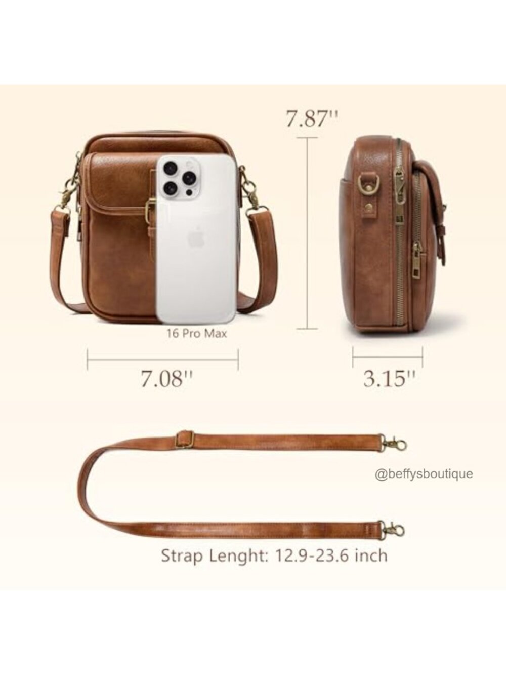 Small Crossbody Bag Vegan Leather Messenger with RFID Card Slots